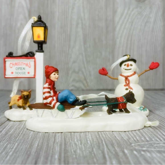 Victorian Christmas Memories Boy on Sled, Snowman, Lamppost Hallmark Ornament 01 - Picture 8 of 15